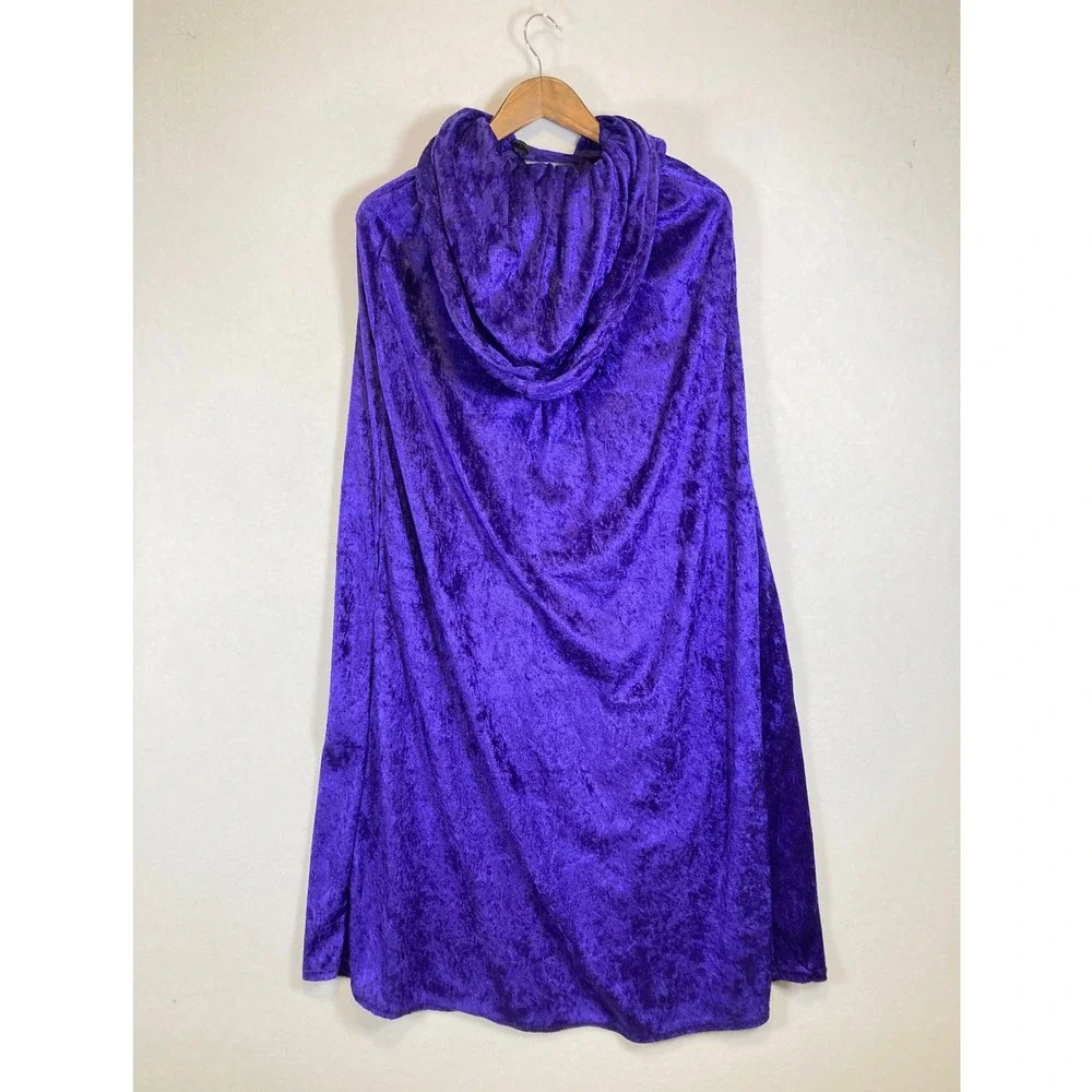 Medieval Charades Child O/S Purple Crushed Velvet Hooded‎ Cloak Cape 00439